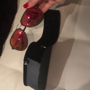 Authentic Prada red frame aviator sunglasses